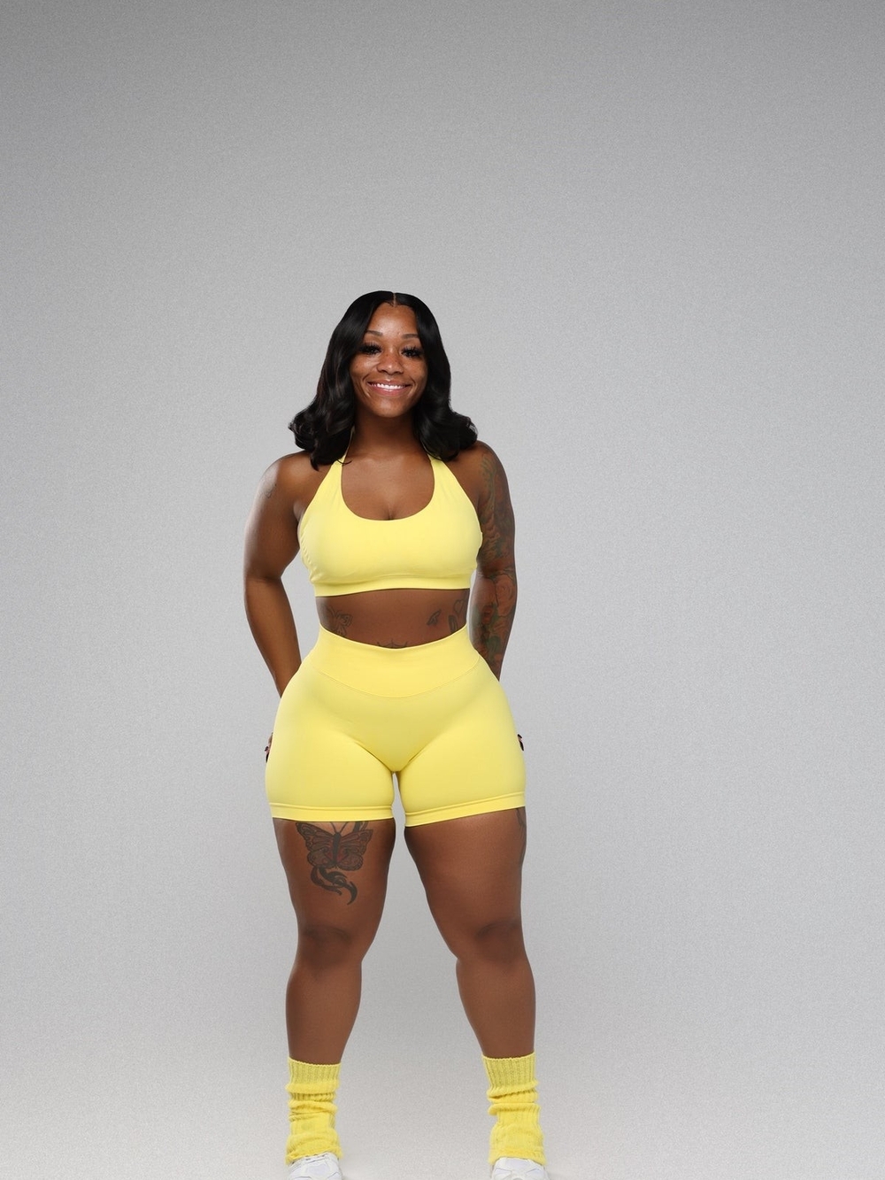 NWT Fit Jazz Contour Kiss Yellow Workout Set Large + Leg Warmers Sold Out